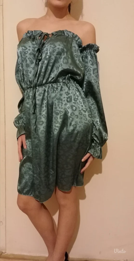 Zelena haljina sa leopard printom