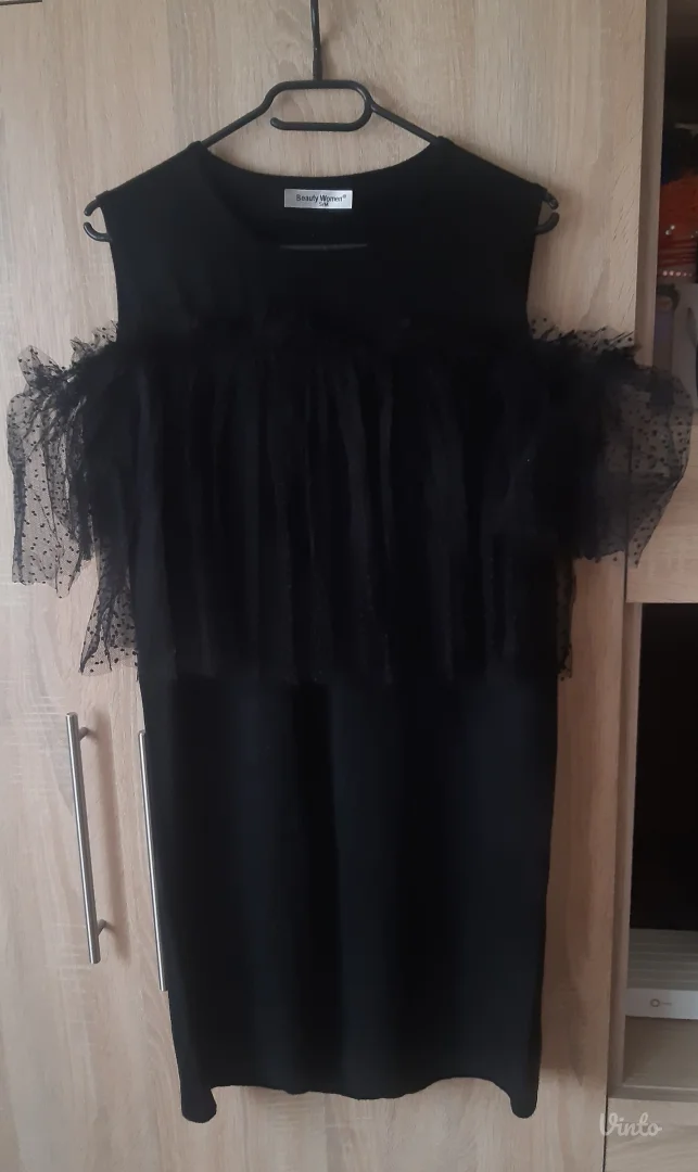 Crna haljina sa tilom Novo