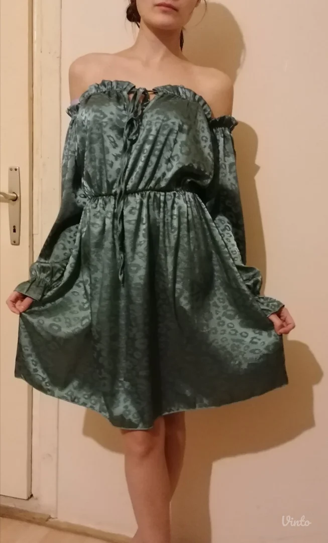 Zelena haljina sa leopard printom