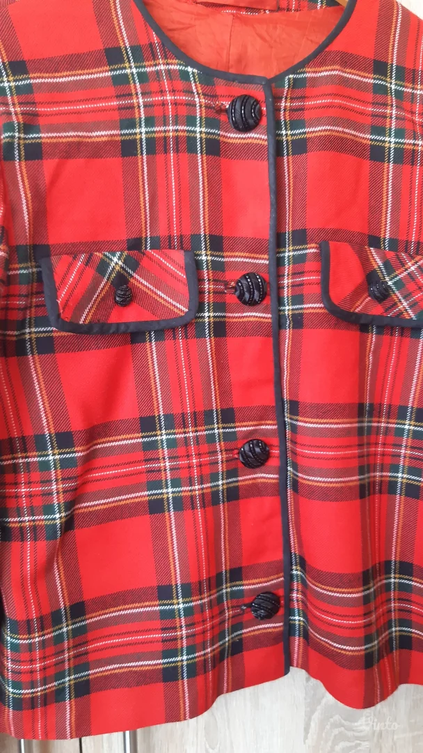 Unikatni vintage siveni karirani komplet