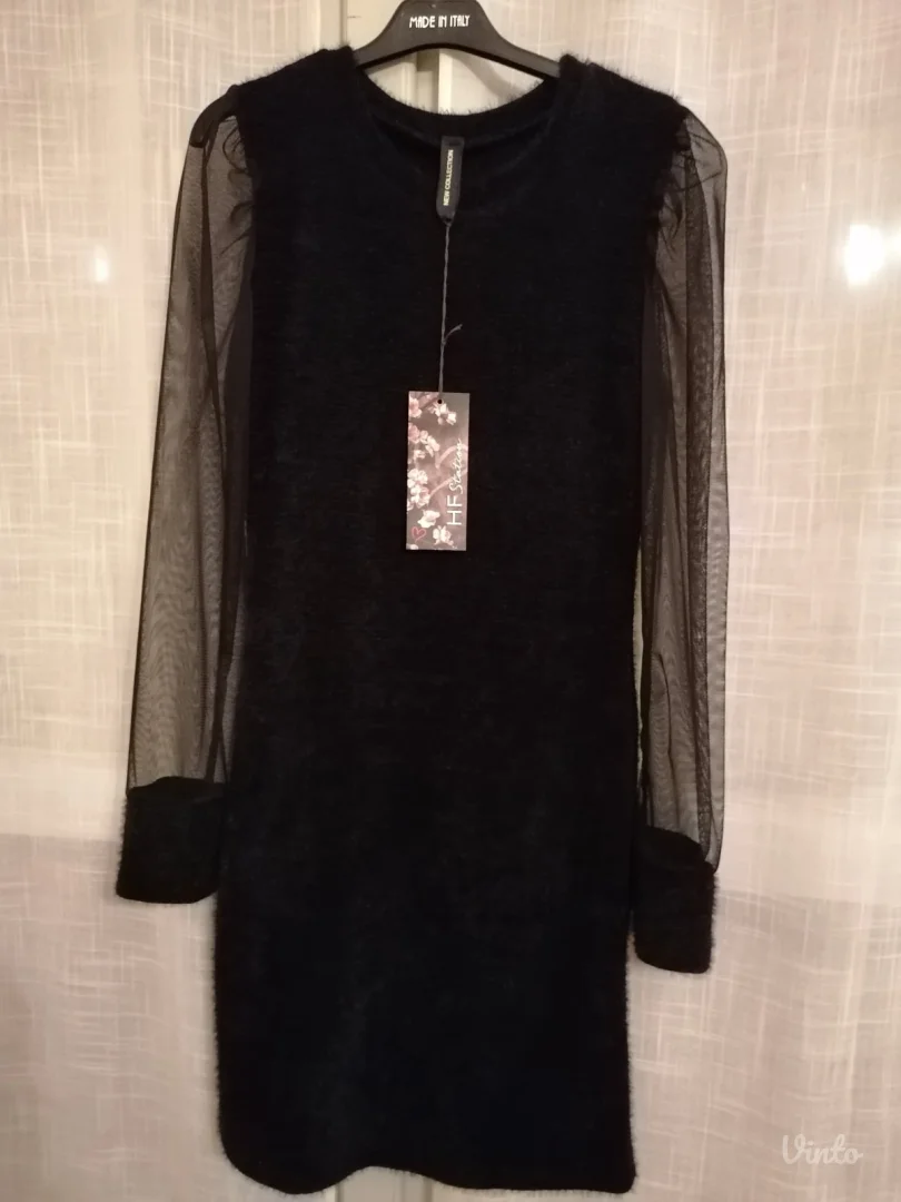 Crna haljina sa til rukavima