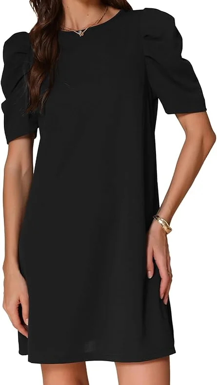 Crna mini haljina sa kratkim rukavima Novo