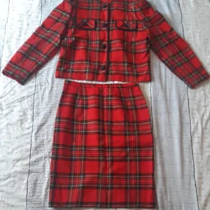 Unikatni vintage siveni karirani komplet