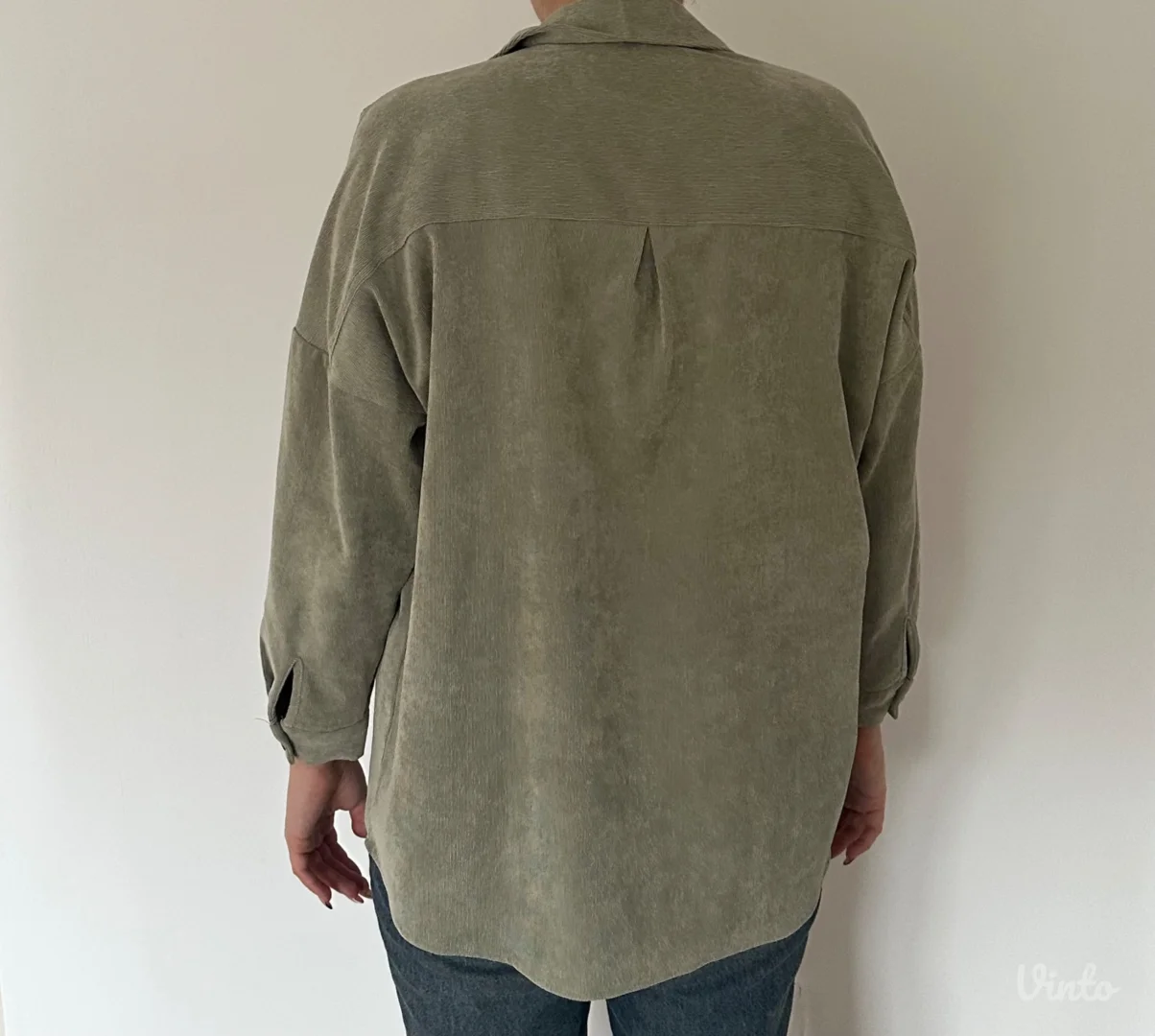 Stradivarius somotna zelena košulja/jaknica