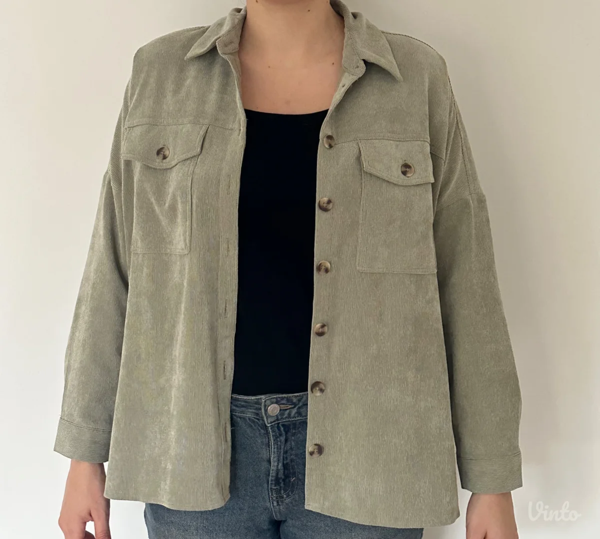 Stradivarius somotna zelena košulja/jaknica