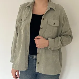 Stradivarius somotna zelena košulja/jaknica