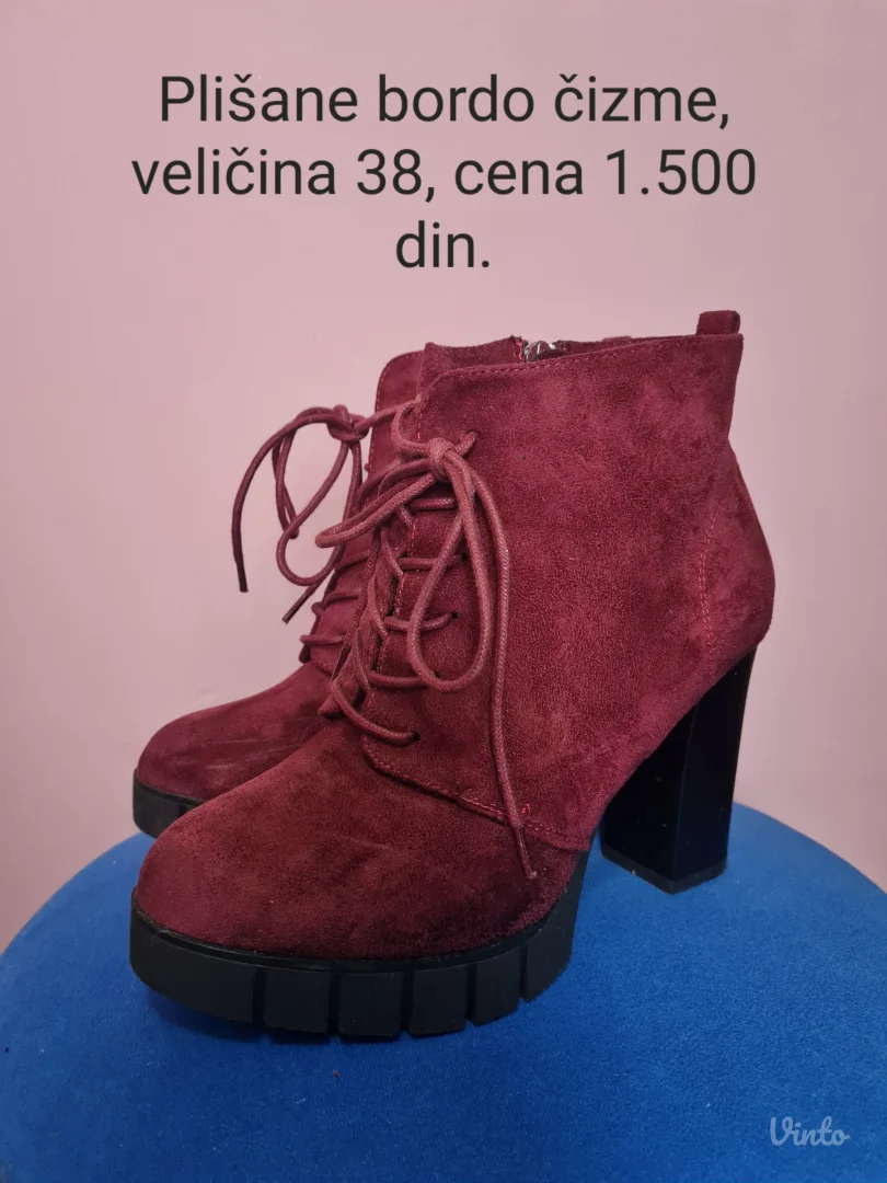 Bordo plišane čizme 38