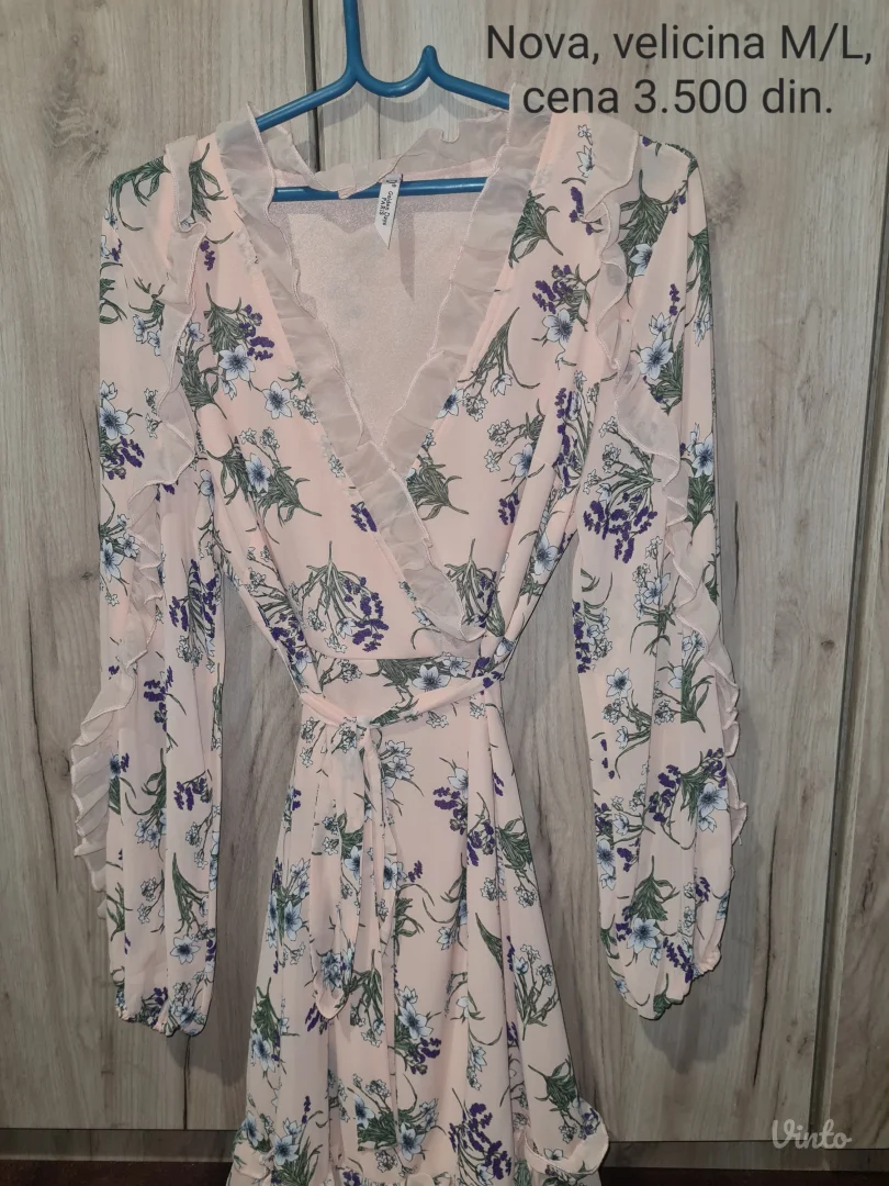 Nova roze cvetna haljina M/L