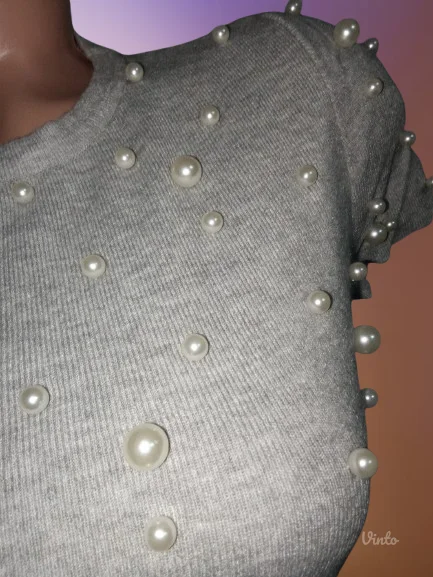 ❤️ORSAY❤️NOVO-TRIKOTAZNA HALJINA SA BISERIMA M