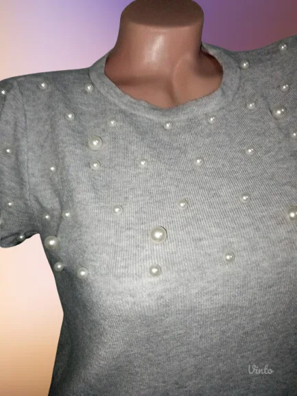 ❤️ORSAY❤️NOVO-TRIKOTAZNA HALJINA SA BISERIMA M