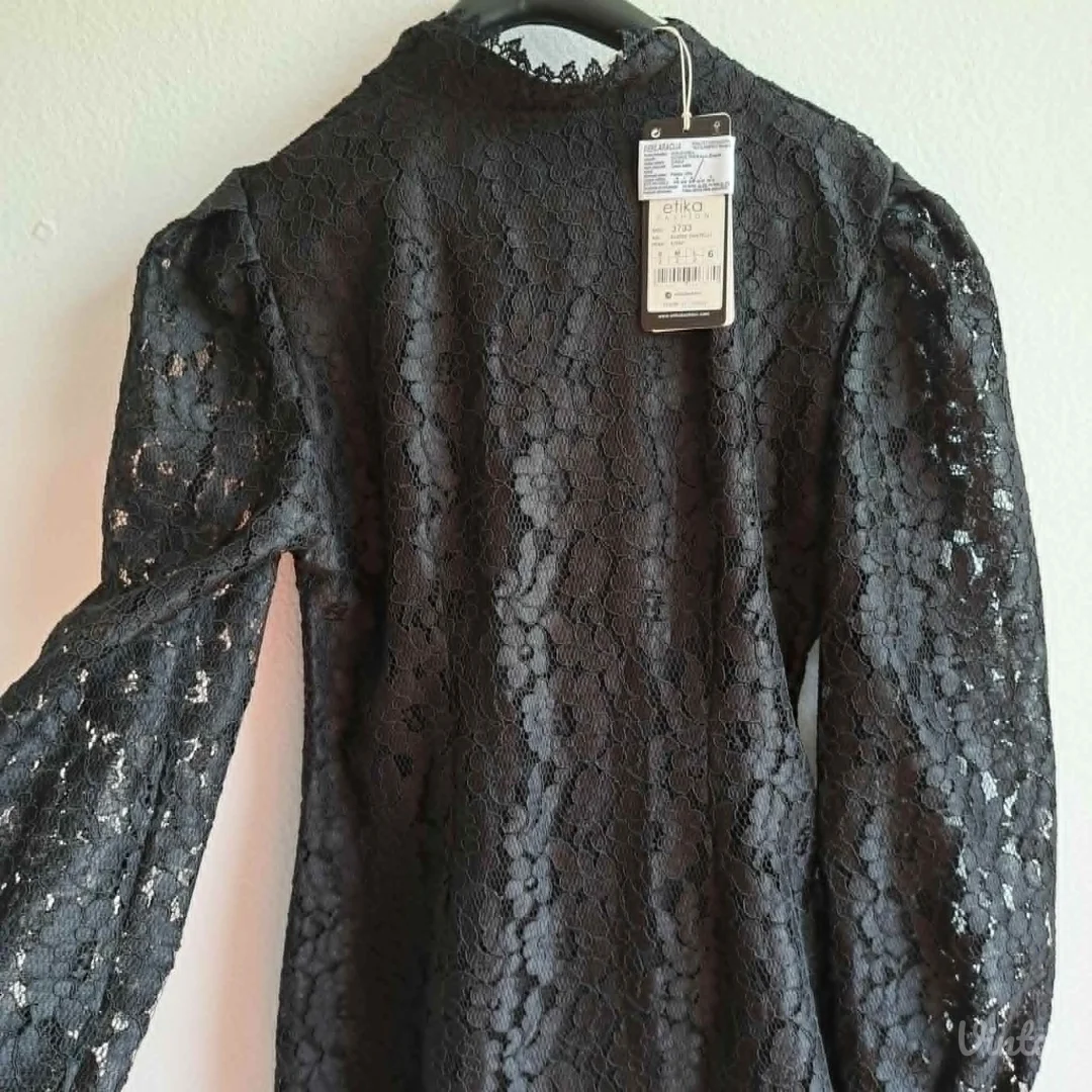 Crna čipkana haljina, Etika Fashion, L — nova sa etiketom