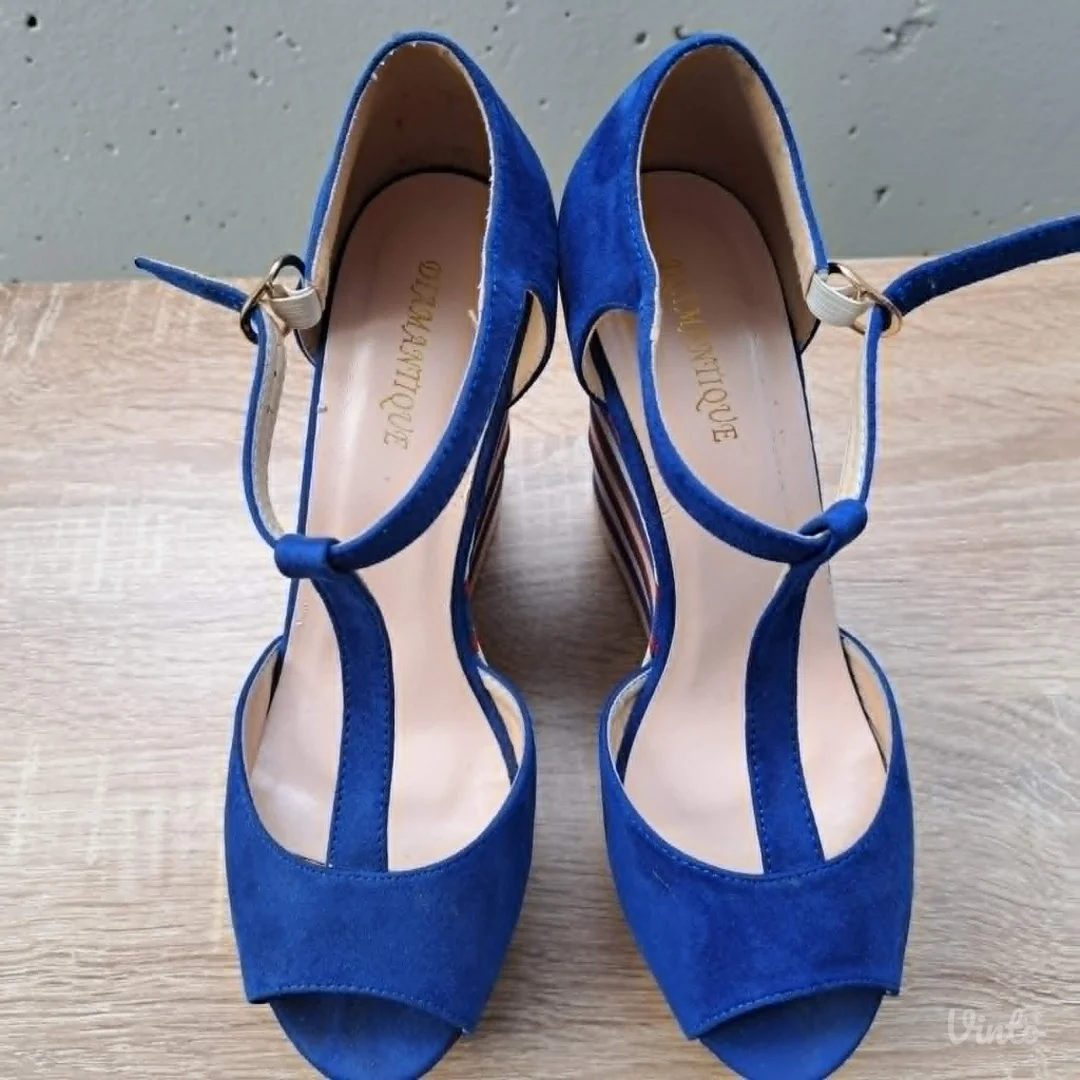 Olromantique royal blue wedge platforme, br. 40, odlično stanje