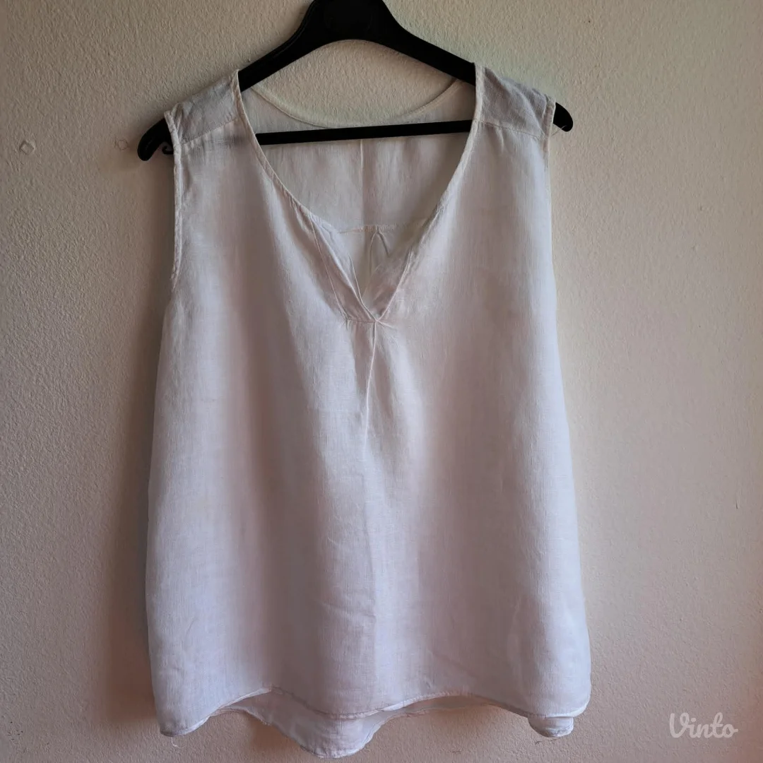 Bela lanena bluza bez rukava La'Port, vel. L/XL odlično stanje
