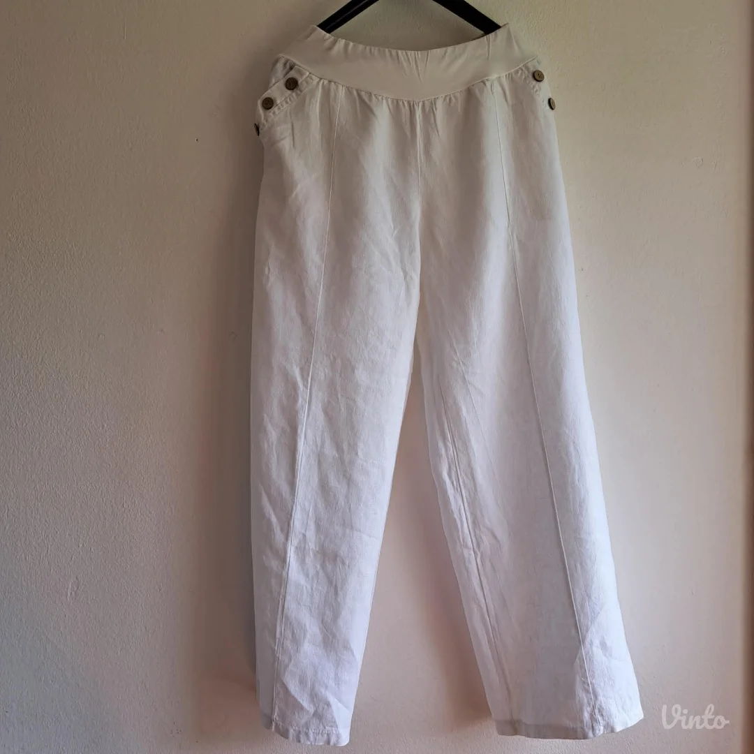 Bele lanene pantalone Puro Lino Italy,vel. L/XL, kao nove