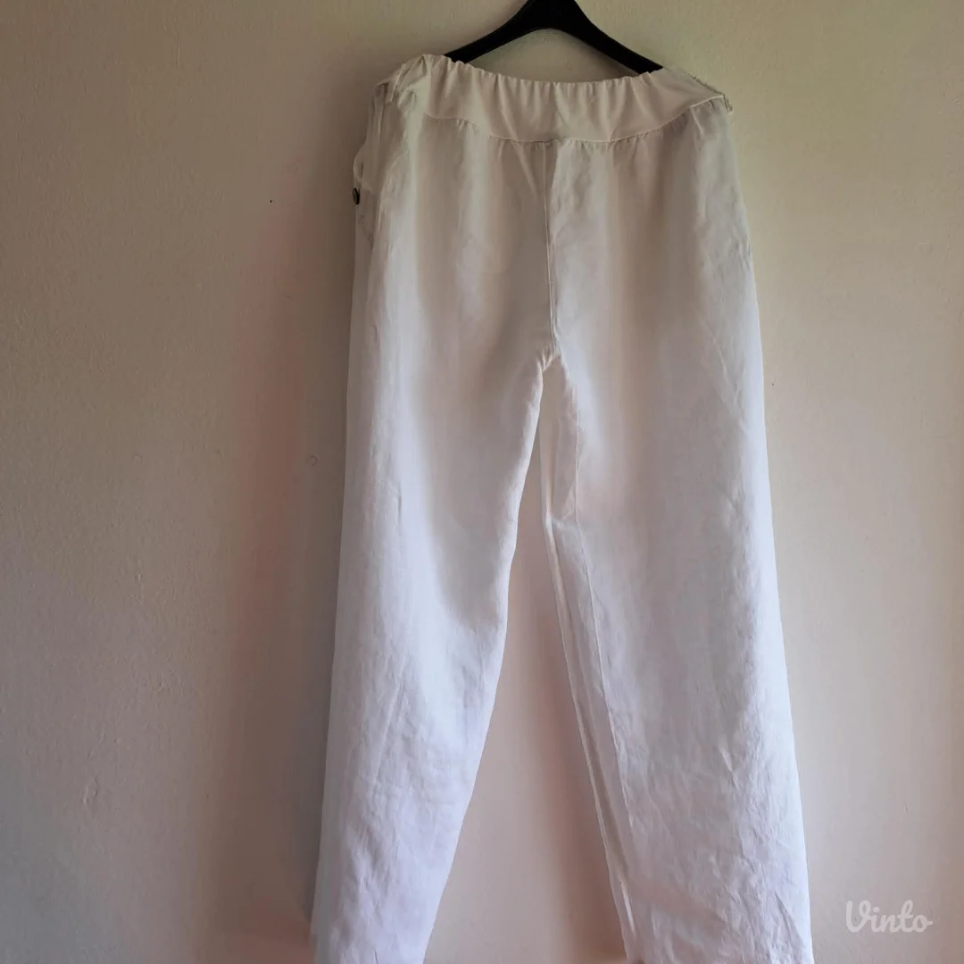 Bele lanene pantalone Puro Lino Italy,vel. L/XL, kao nove