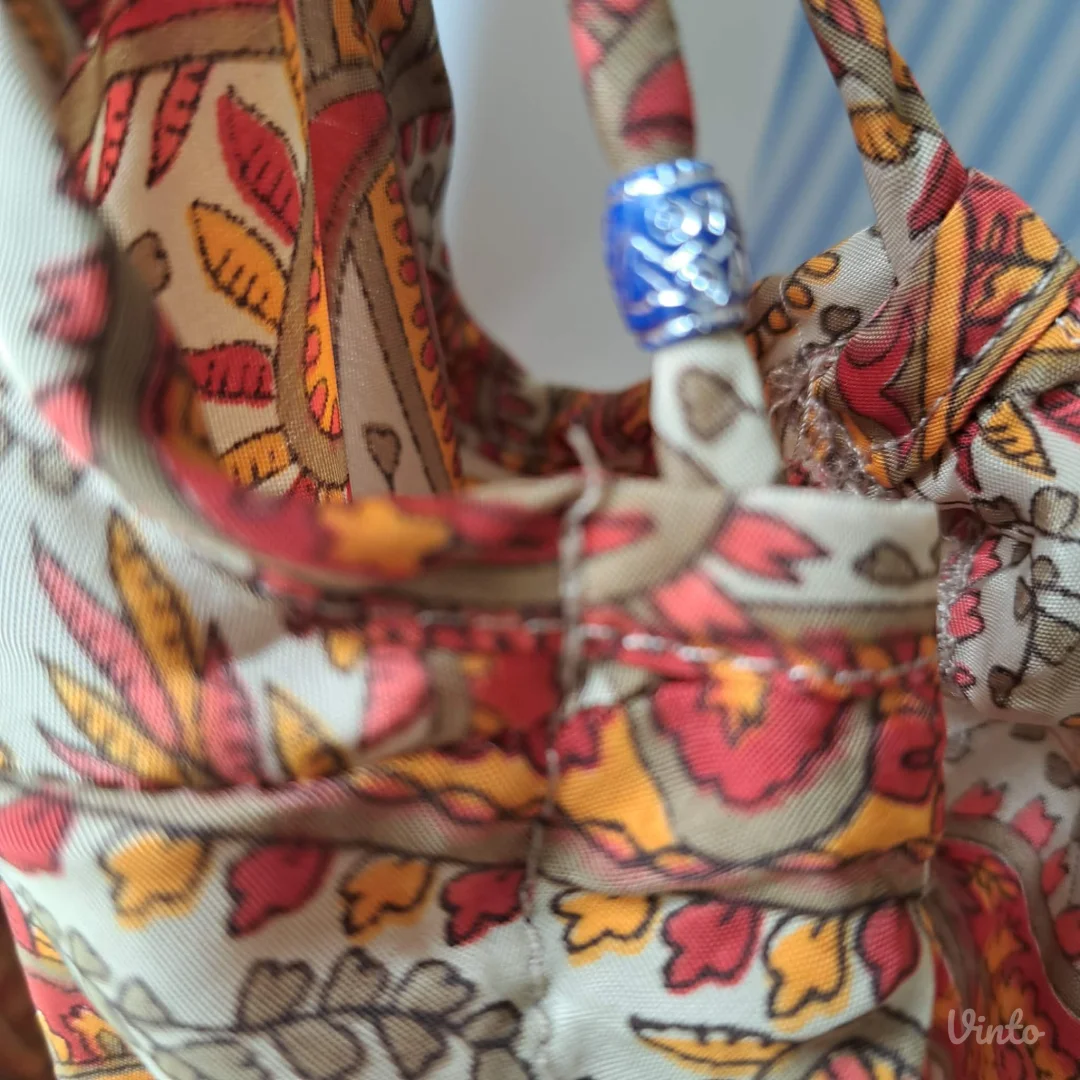 Boho maxi haljina paisley print, svila+viskoza, M/L — odlično stanje