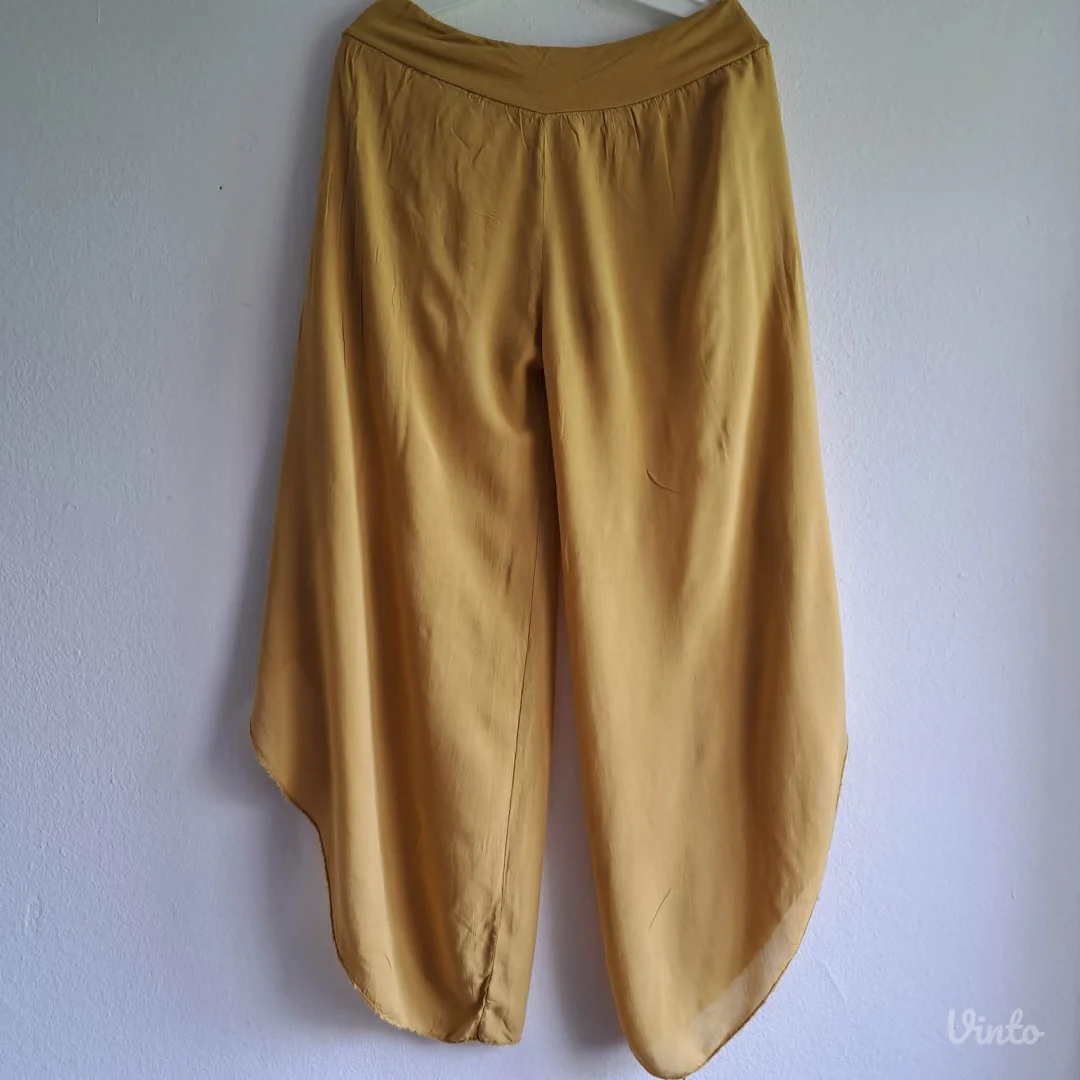 Harem pantalone žuto-oker, viskoza, Gianni Moda Italy, L — odlično stanje