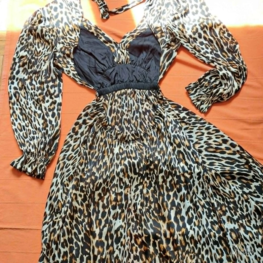 Haljina leopard print, otvorenih leđa, PS Fashion, L / XL— Nova