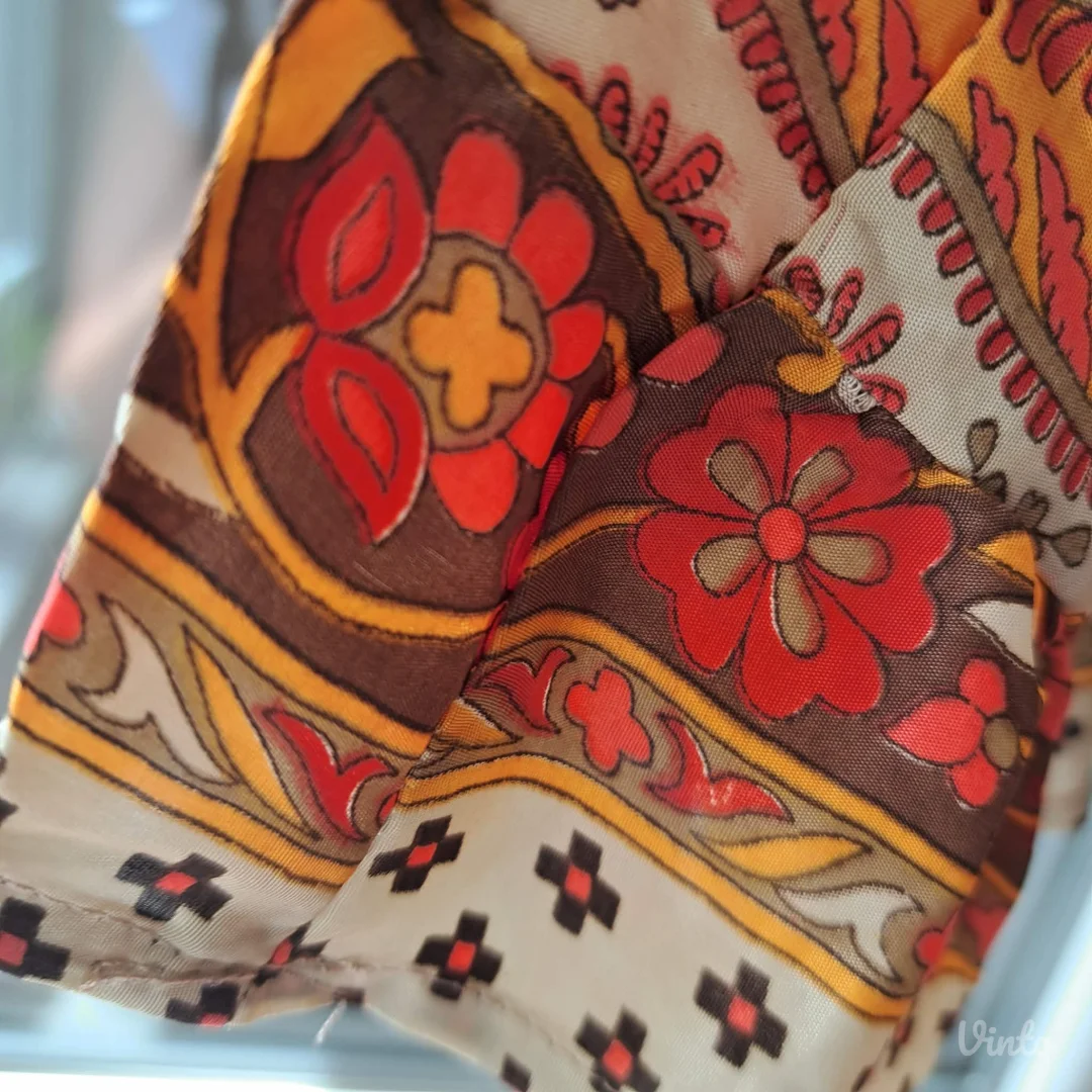 Boho maxi haljina paisley print, svila+viskoza, M/L — odlično stanje