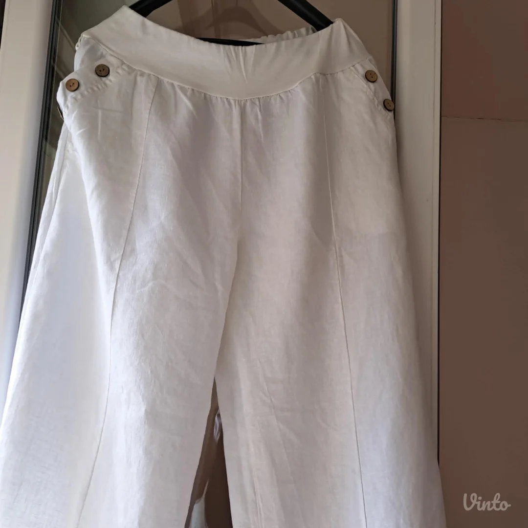 Bele lanene pantalone Puro Lino Italy,vel. L/XL, kao nove