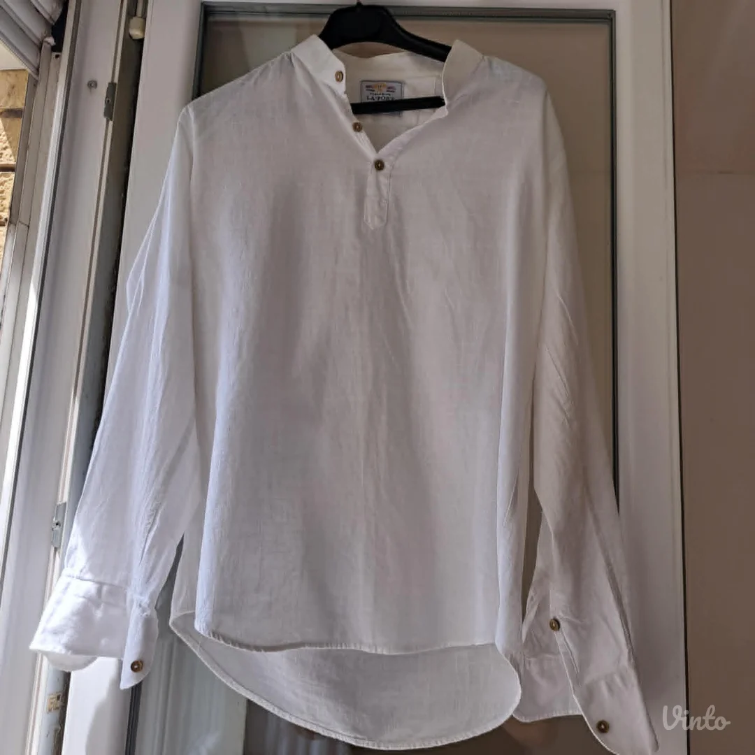 Košulja La'Port bela, prirodni materijal, vel. L Unisex, kao nova
