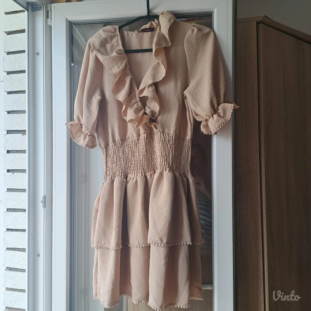 Haljina drap boja naglašen struk, vel. M/38 — NOVA