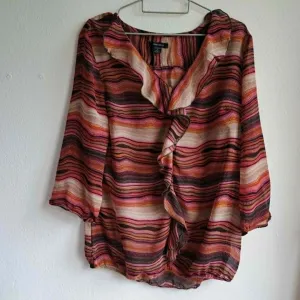 Šifonska bluza Amisu, talasasti print, volani, M/L, kao nova