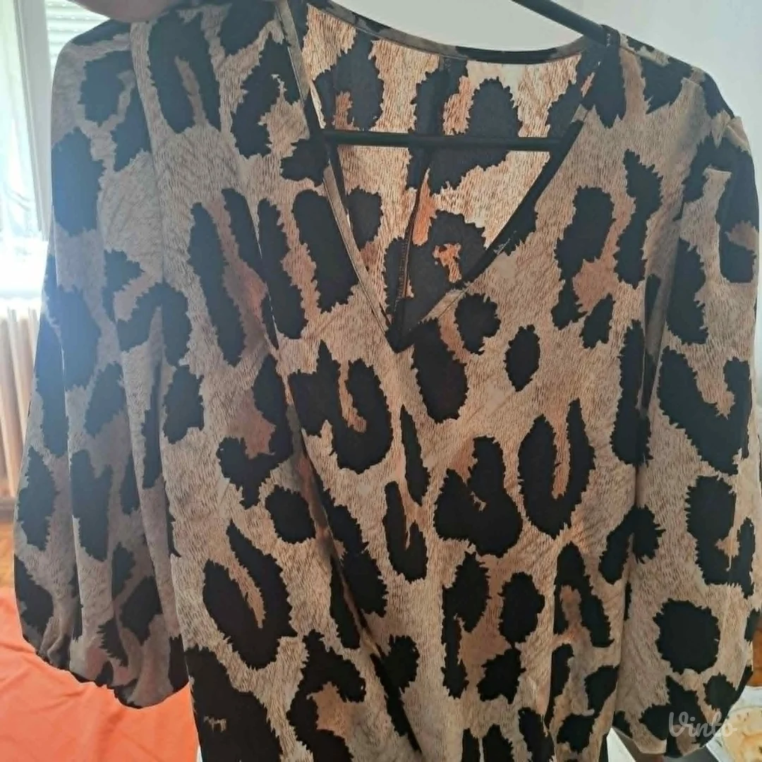 Haljina animal print braon-crna, vel. L — odlično stanje