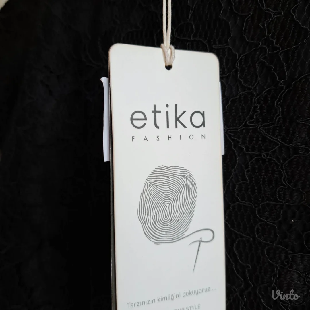 Crna čipkana haljina, Etika Fashion, L — nova sa etiketom