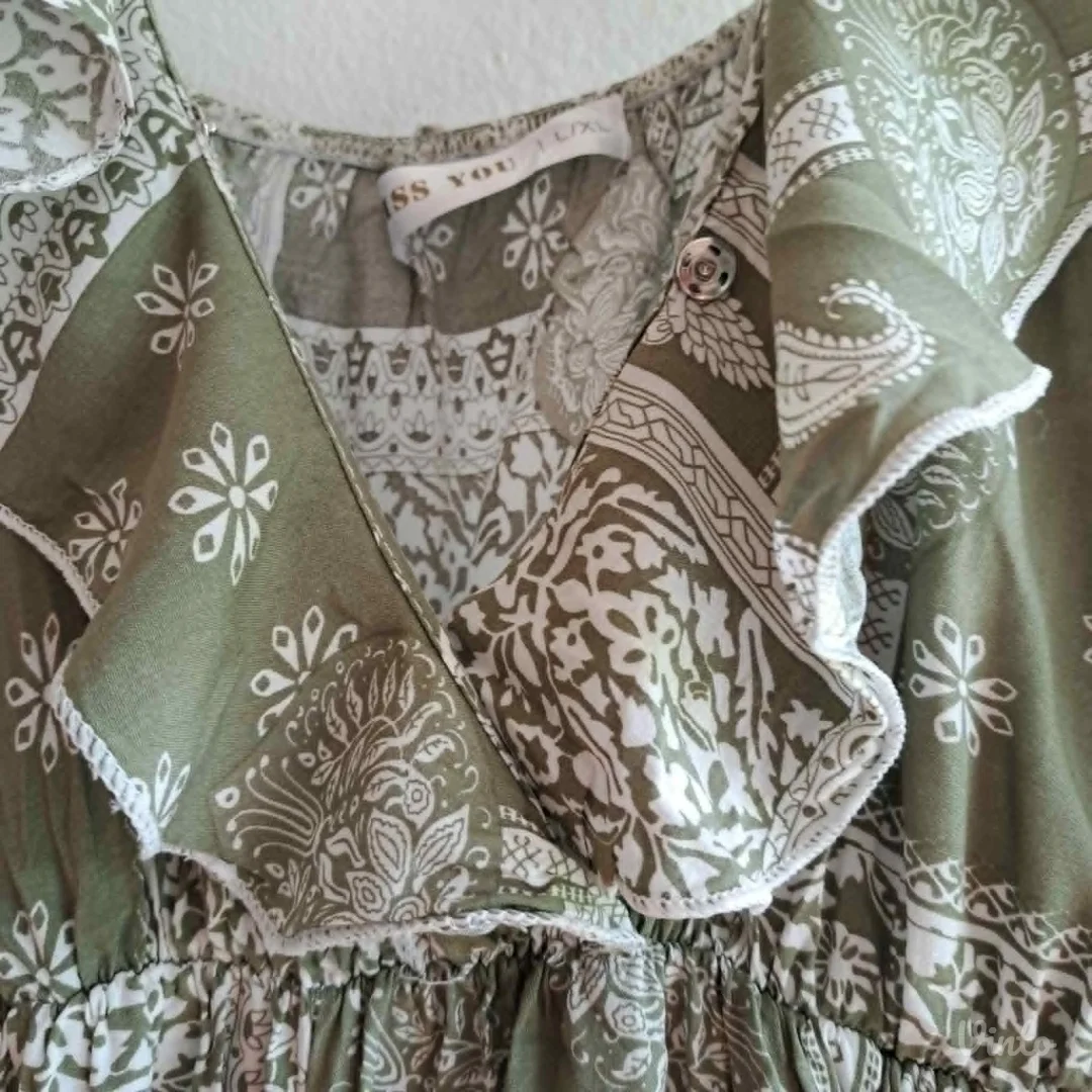Kombinezon maslinasto zeleni paisley print, Miss You, L/XL — nov, nenošen