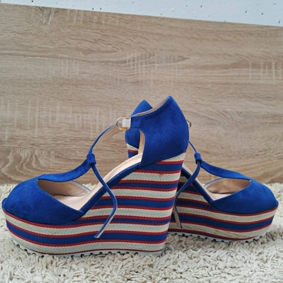 Olromantique royal blue wedge platforme, br. 40, odlično stanje