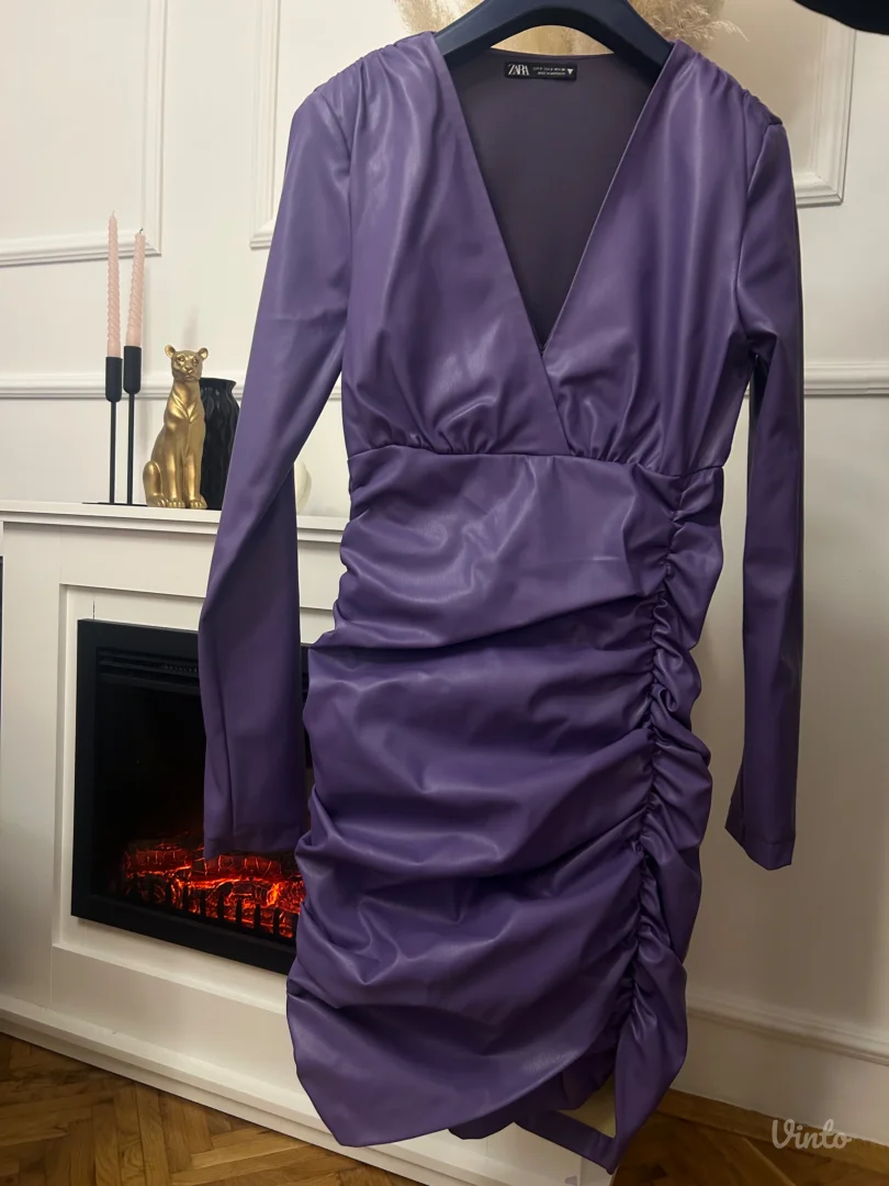 Kožna ljubičasta haljina ZARA