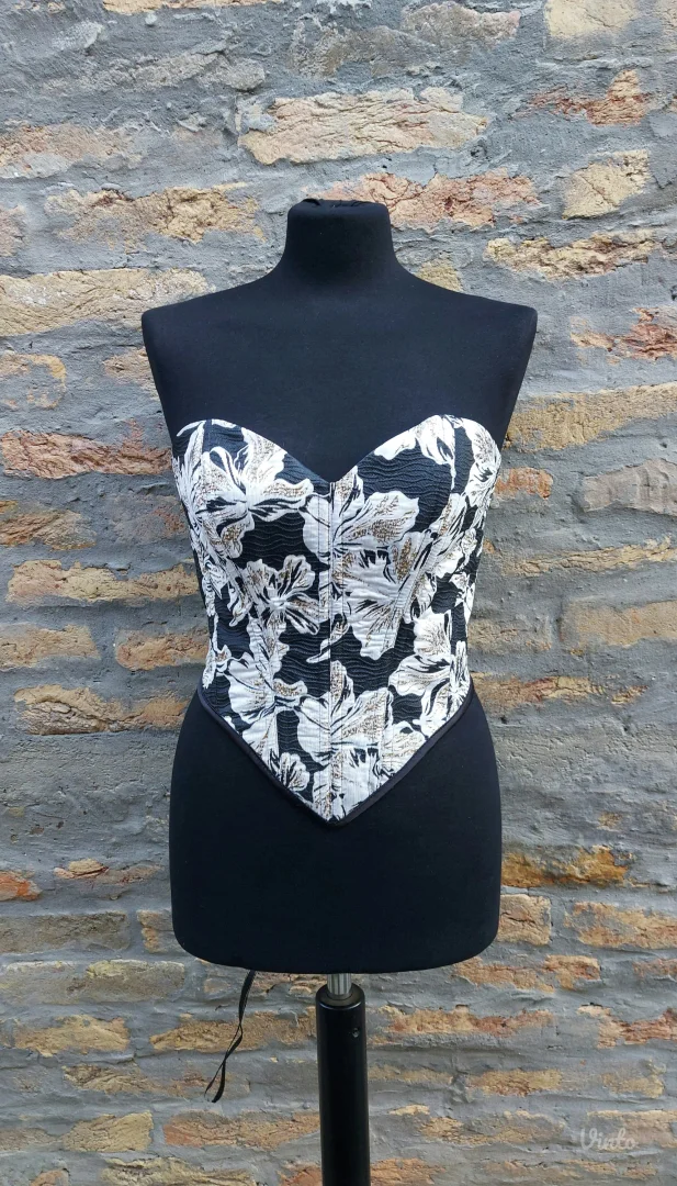 Crno zlatni korset od brokata