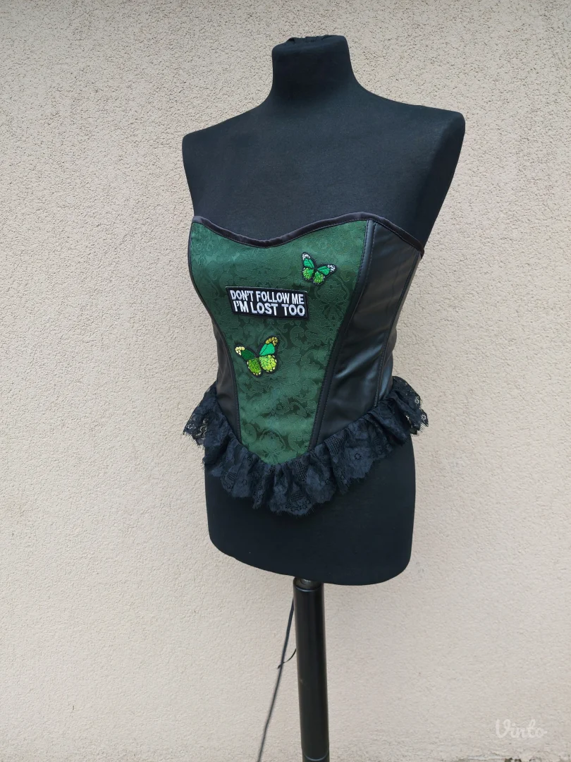 Zeleno crni korset sa čipkom