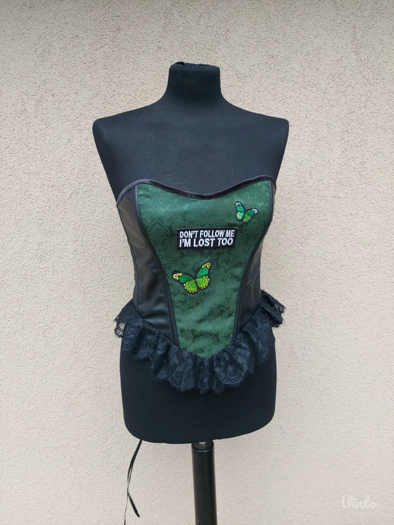 Zeleno crni korset sa čipkom