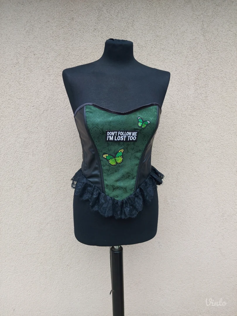 Zeleno crni korset sa čipkom