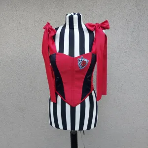 Crveno crni korset sa mašna bretelama