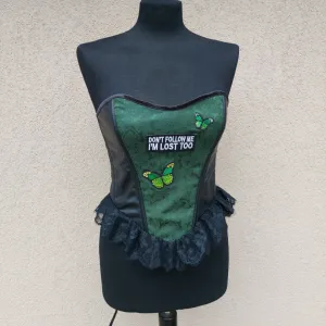 Zeleno crni korset sa čipkom