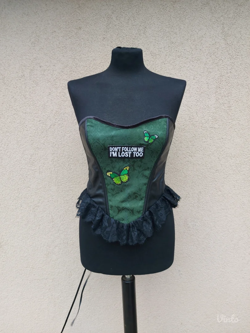 Zeleno crni korset sa čipkom