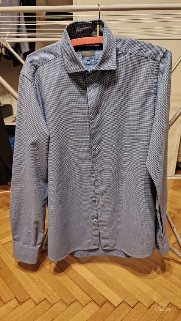 Garinello Plava Košulja- muška- na diskretne tačkice- The Italian Cut- Vel. M