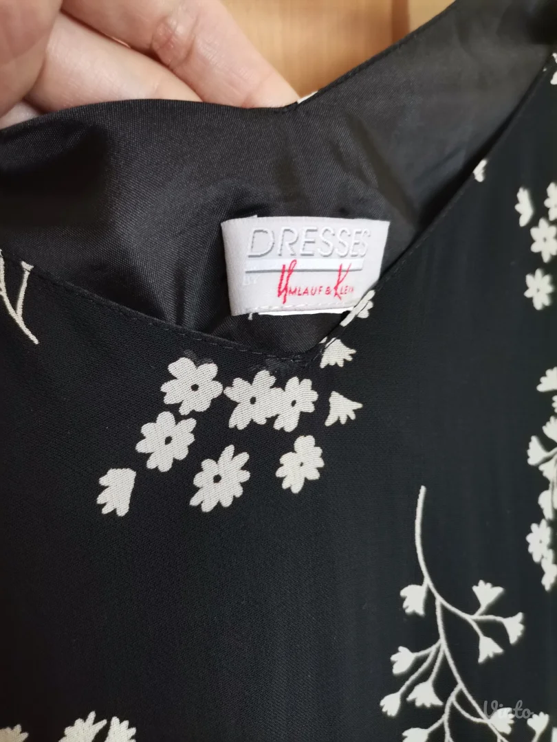 Crna duga asimetrična haljina sa cvetićima