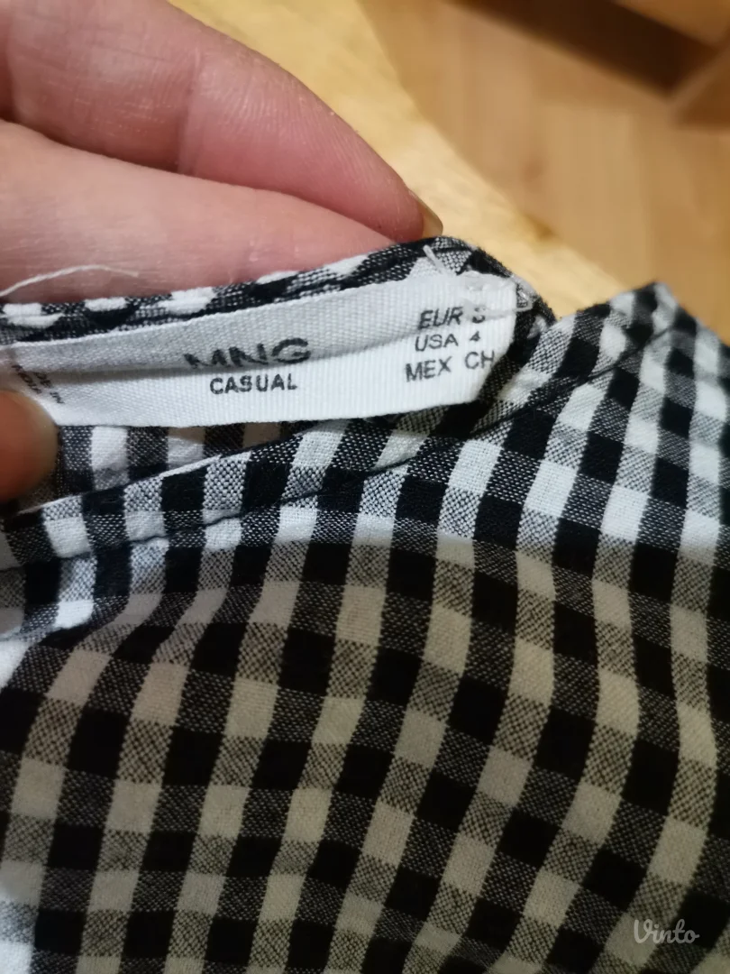 Mango karirana bluza sa otvorom na rukavima XS/S