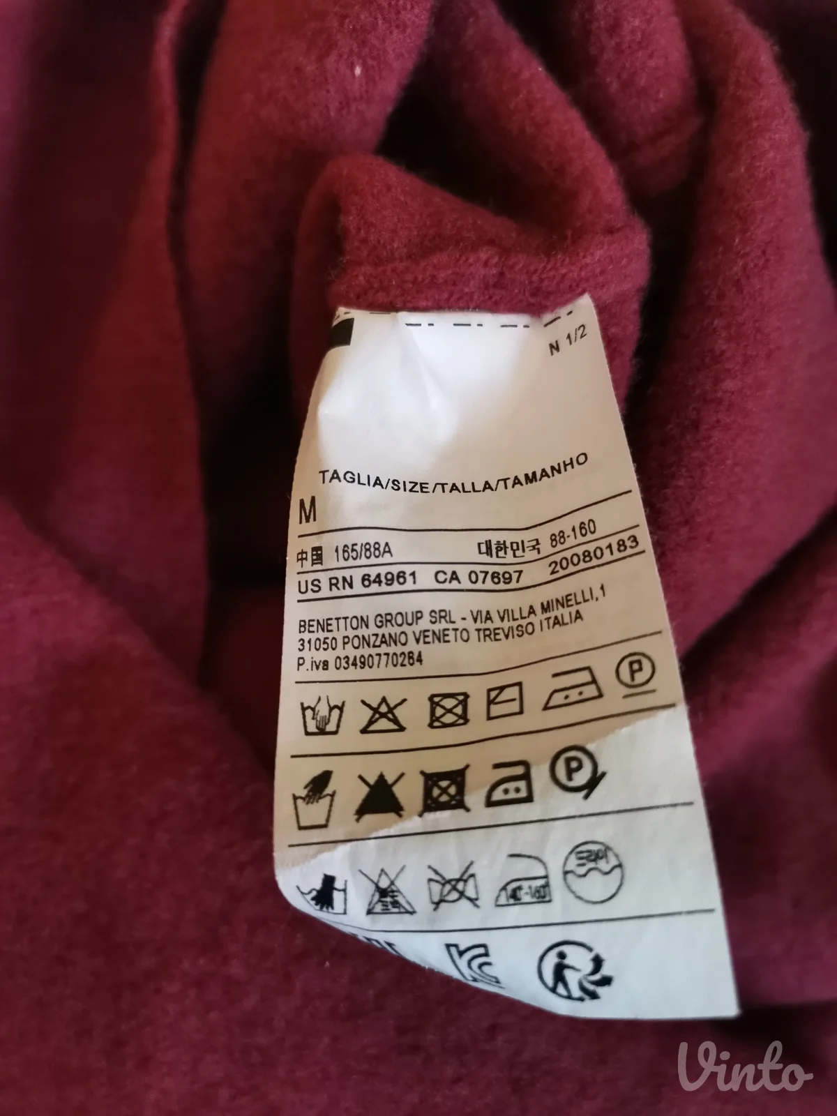 Benetton bordo džemper vel. XXS-XS od 100% vune