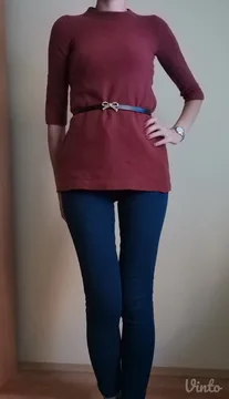 Benetton bordo džemper vel. XXS-XS od 100% vune