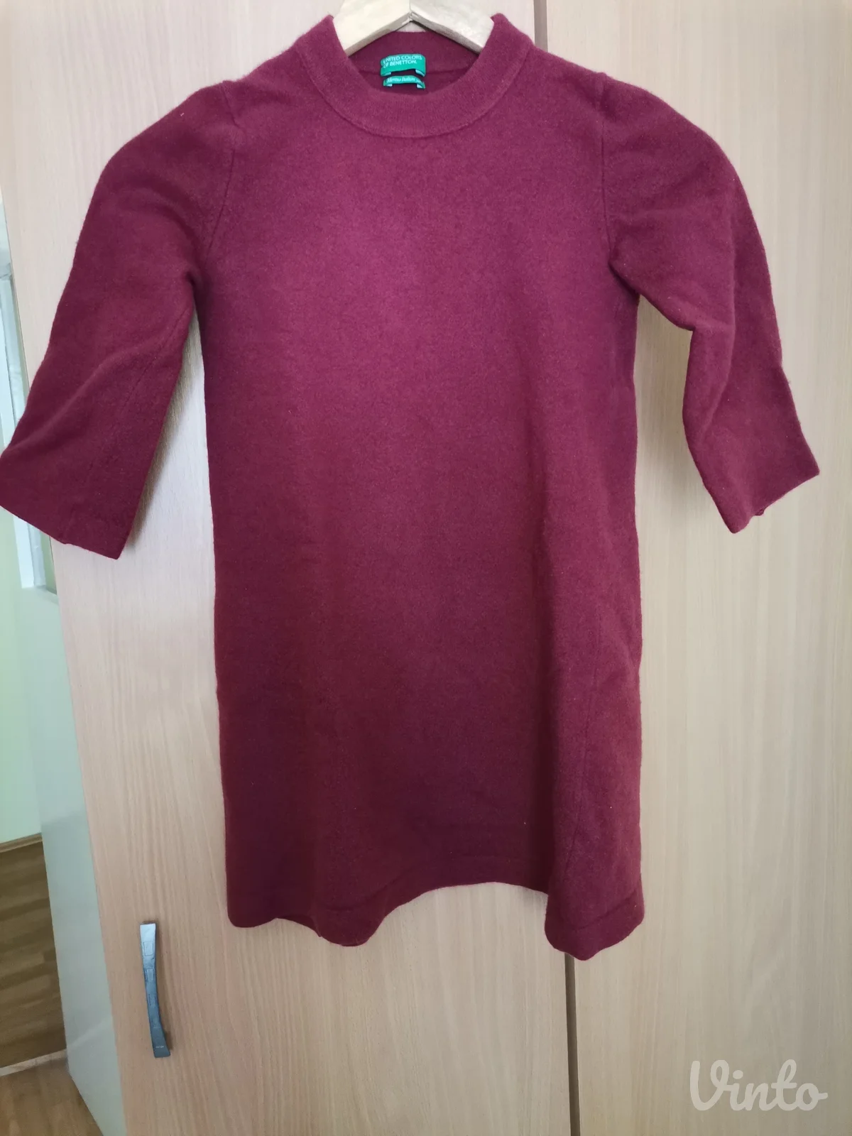 Benetton bordo džemper vel. XXS-XS od 100% vune