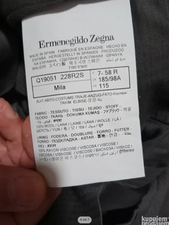 ERMENEGILDO ZEGNA 100% Vuna Luksuz (58) kao NOVE!