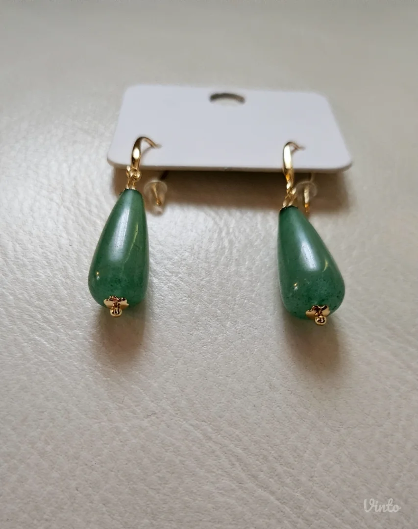 Lovis zeleni aventurine drop minđuše, novo