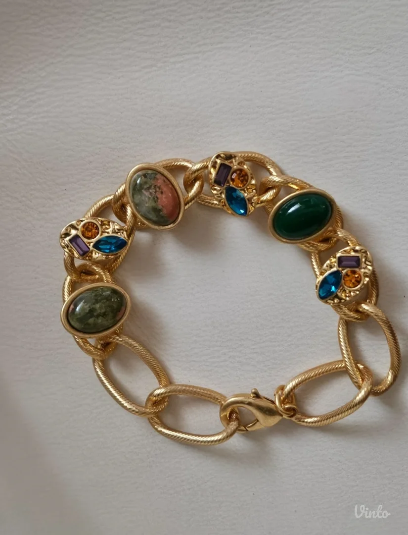 Retro chunky boho bakarna narukvica, pozlata