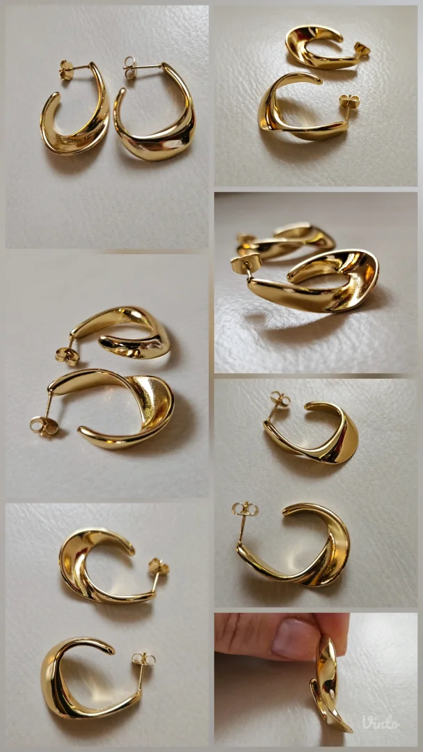 Atraktivne nove hoop twisted minđuše, zlatna boja