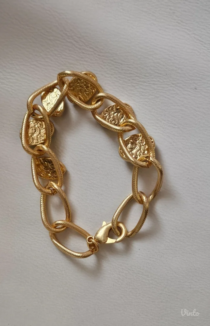 Retro chunky boho bakarna narukvica, pozlata